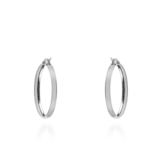 Σκουλαρίκια κρίκοι Mar and Mar Plated (3,5 cm-Silver) από ανοξείδωτο ατσάλι