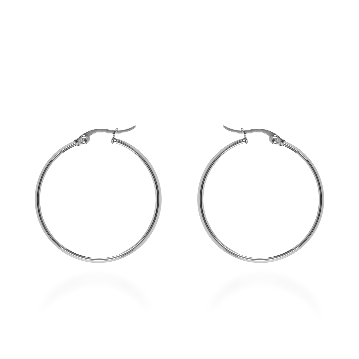 Σκουλαρίκια κρίκοι Mar and Mar Plated (3,5 cm-Silver) από ανοξείδωτο ατσάλι