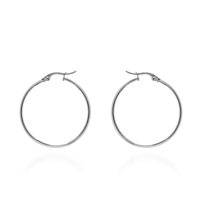 Σκουλαρίκια κρίκοι Mar and Mar Plated (3,5 cm-Silver) από ανοξείδωτο ατσάλι