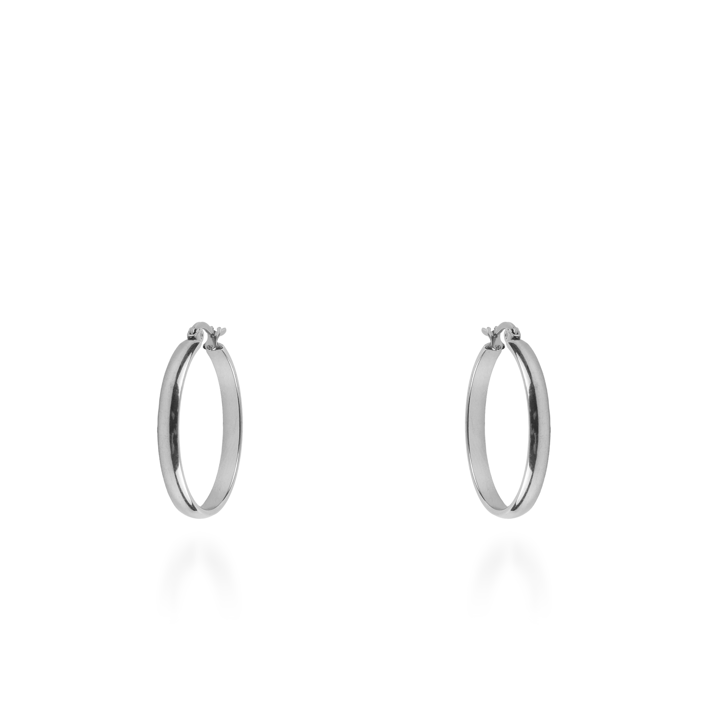 Σκουλαρίκια κρίκοι Mar and Mar Plated (3 cm-Silver) από ανοξείδωτο ατσάλι