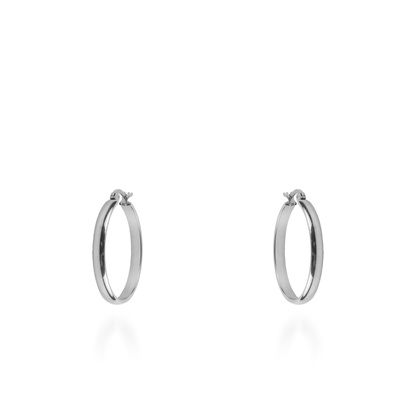 Σκουλαρίκια κρίκοι Mar and Mar Plated (3 cm-Silver) από ανοξείδωτο ατσάλι