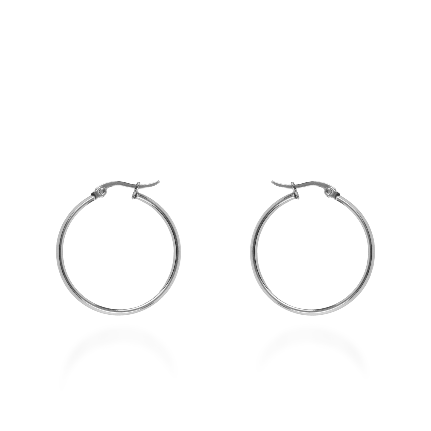 Σκουλαρίκια κρίκοι Mar and Mar Plated (3 cm-Silver) από ανοξείδωτο ατσάλι