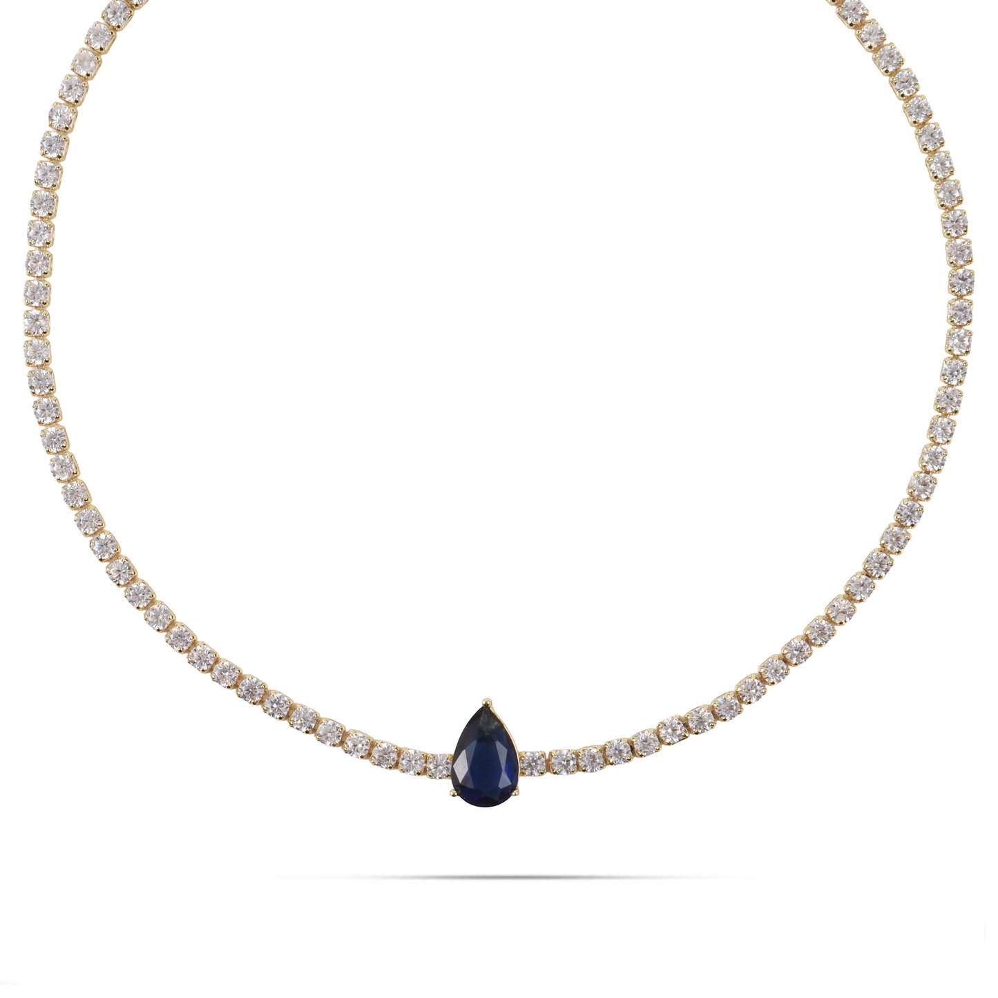 Κολιέ choker δάκρυ με πέτρες ζιργκόν Mar and Mar Renata Tennis (Blue)