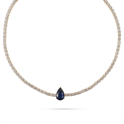 Κολιέ choker δάκρυ με πέτρες ζιργκόν Mar and Mar Renata Tennis (Blue)