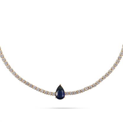 Κολιέ choker δάκρυ με πέτρες ζιργκόν Mar and Mar Renata Tennis (Blue)