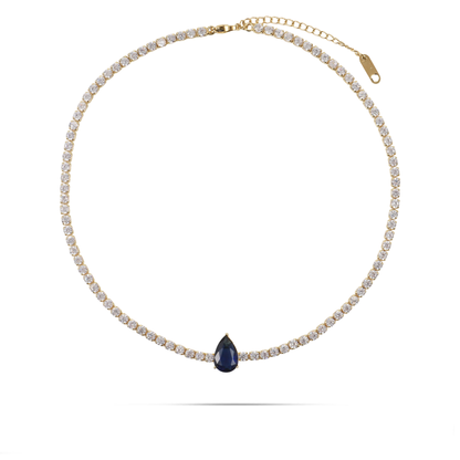 Κολιέ choker δάκρυ με πέτρες ζιργκόν Mar and Mar Renata Tennis (Blue)