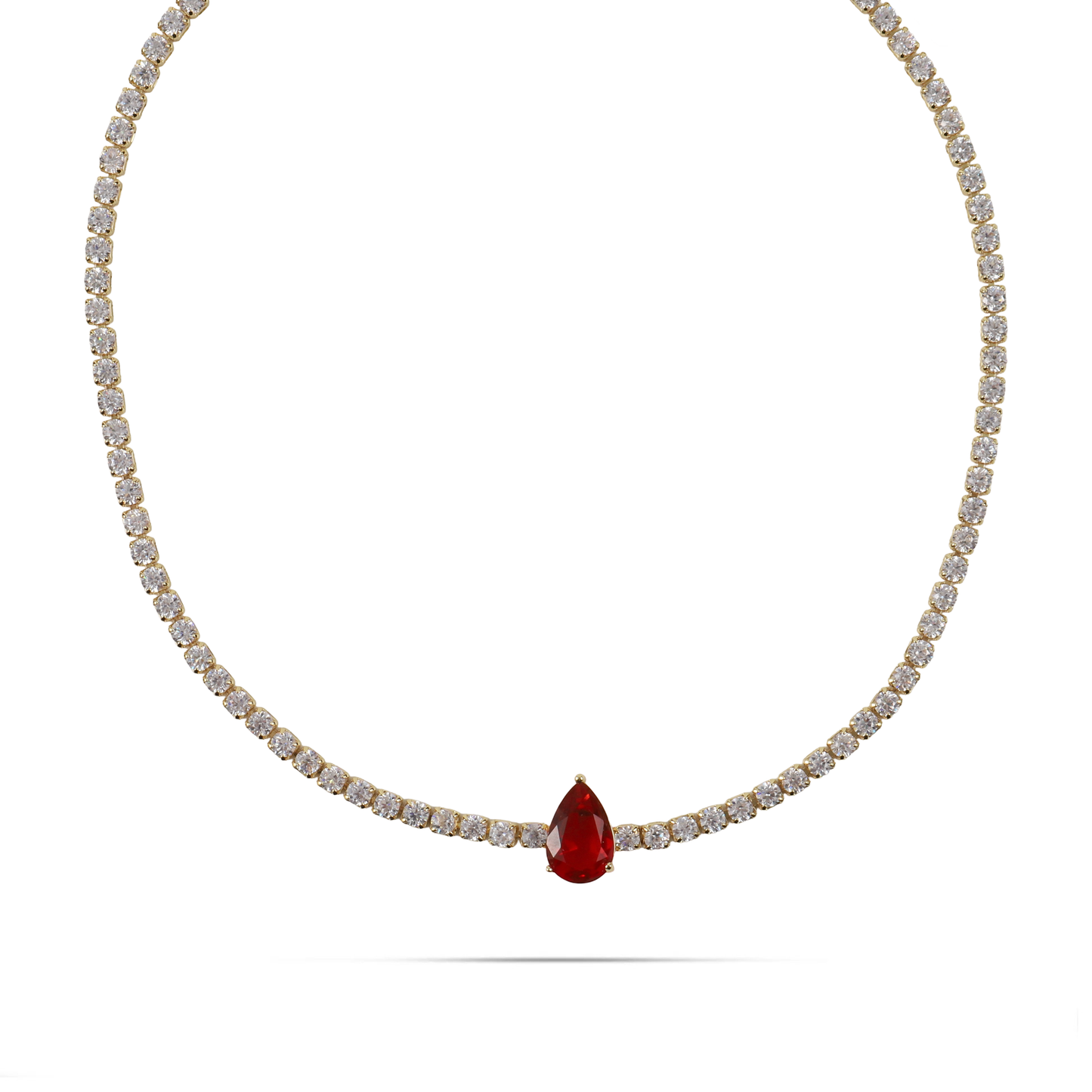 Κολιέ choker δάκρυ με πέτρες ζιργκόν Mar and Mar Renata Tennis (Red)