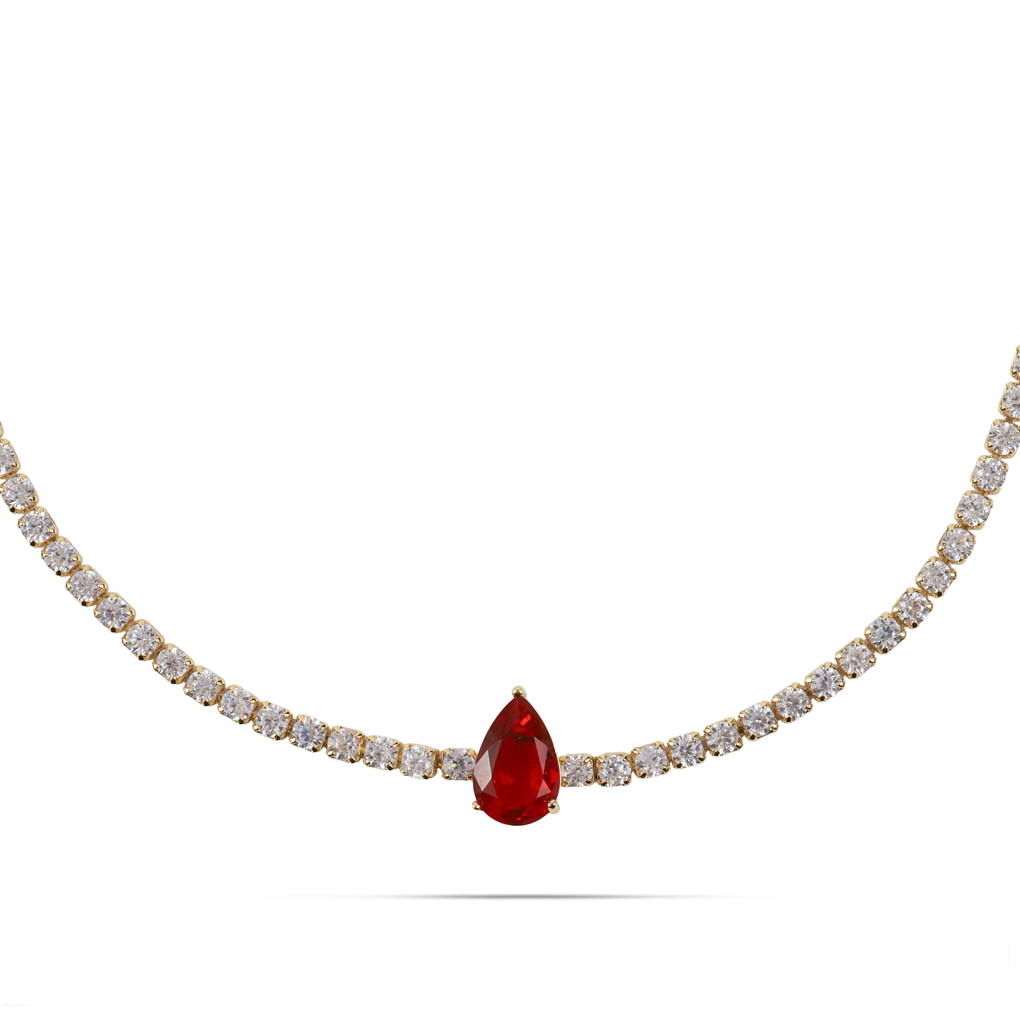 Κολιέ choker δάκρυ με πέτρες ζιργκόν Mar and Mar Renata Tennis (Red)