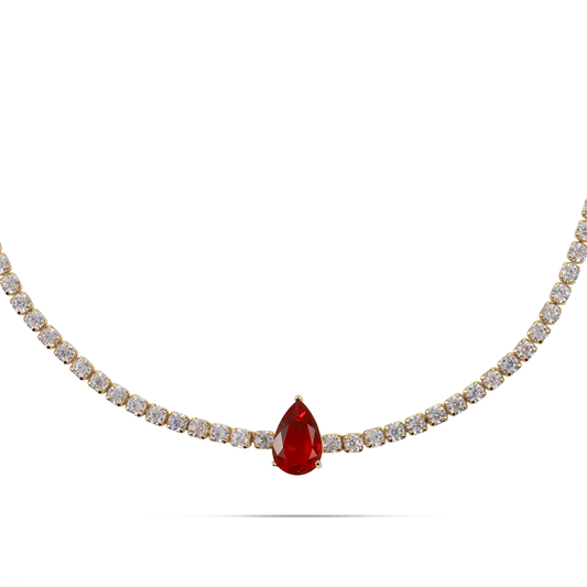 Κολιέ choker δάκρυ με πέτρες ζιργκόν Mar and Mar Renata Tennis (Red)
