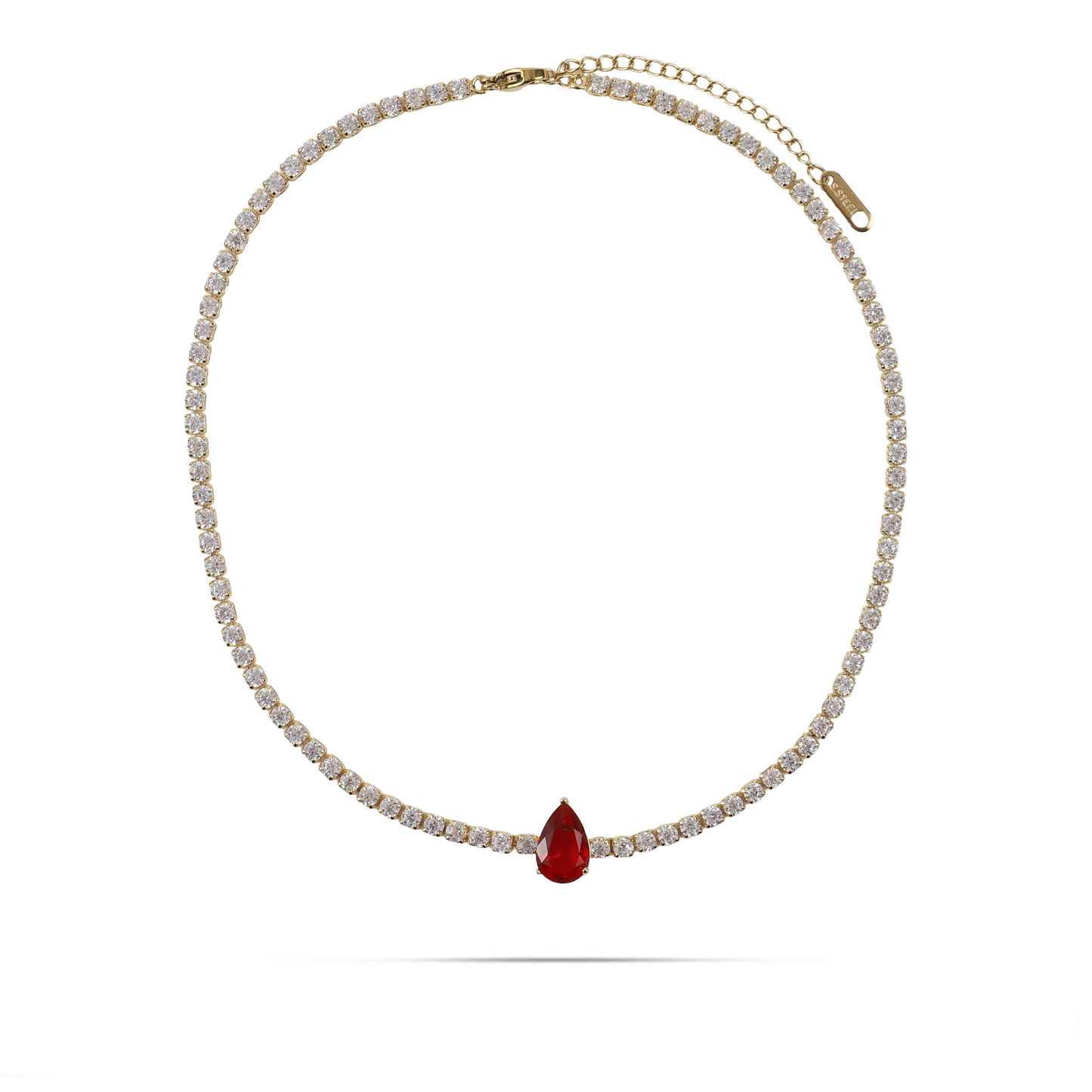 Κολιέ choker δάκρυ με πέτρες ζιργκόν Mar and Mar Renata Tennis (Red)