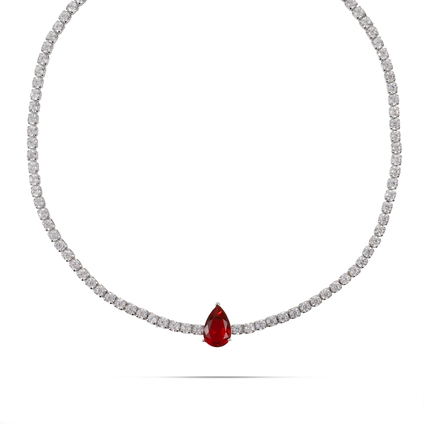 Κολιέ choker δάκρυ με πέτρες ζιργκόν Mar and Mar Renata Tennis (Red) Silver