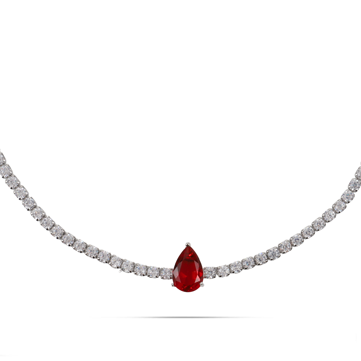 Κολιέ choker δάκρυ με πέτρες ζιργκόν Mar and Mar Renata Tennis (Red) Silver