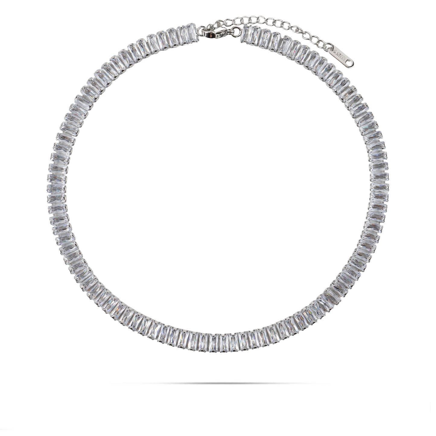 Αλυσίδα λαιμού με πέτρες ζιργκόν σε κοπή baguette Mar and Mar Riviera (7 mm)