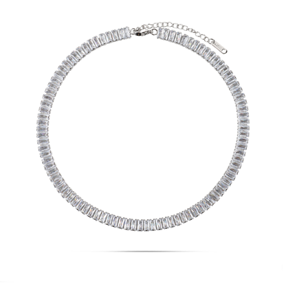 Αλυσίδα λαιμού με πέτρες ζιργκόν σε κοπή baguette Mar and Mar Riviera (7 mm)