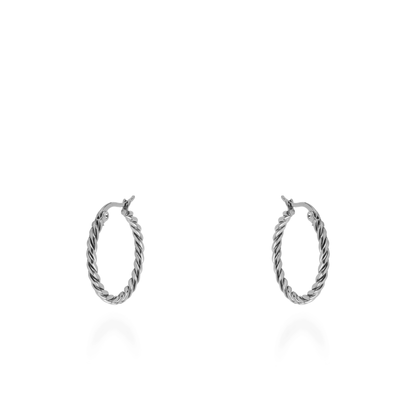 Σκουλαρίκια κρίκοι Mar and Mar Thalia Silver (2,5 cm) από ανοξείδωτο ατσάλι