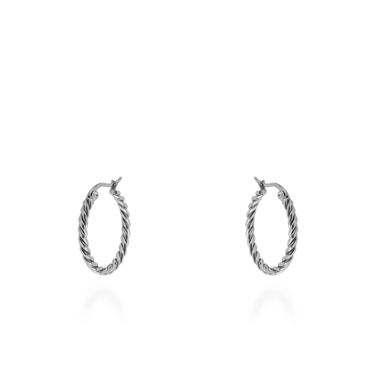 Σκουλαρίκια κρίκοι Mar and Mar Thalia Silver (2,5 cm) από ανοξείδωτο ατσάλι