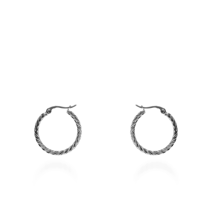 Σκουλαρίκια κρίκοι Mar and Mar Thalia Silver (2,5 cm) από ανοξείδωτο ατσάλι