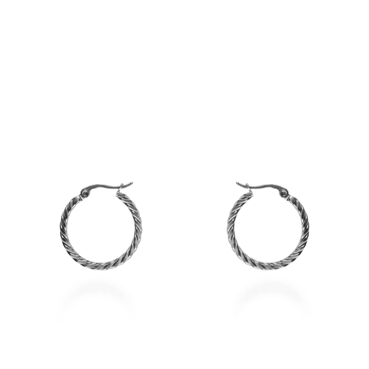 Σκουλαρίκια κρίκοι Mar and Mar Thalia Silver (2,5 cm) από ανοξείδωτο ατσάλι