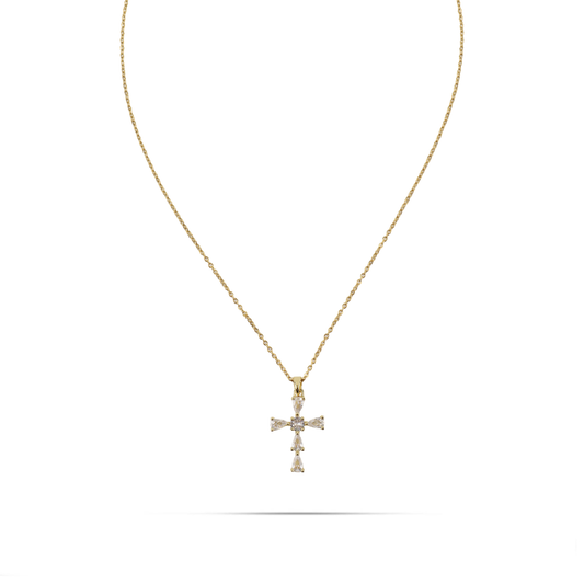 Κολιέ σταυρός με πέτρες ζιργκόν Mar and Mar Zavelle από ανοξείδωτο ατσάλι